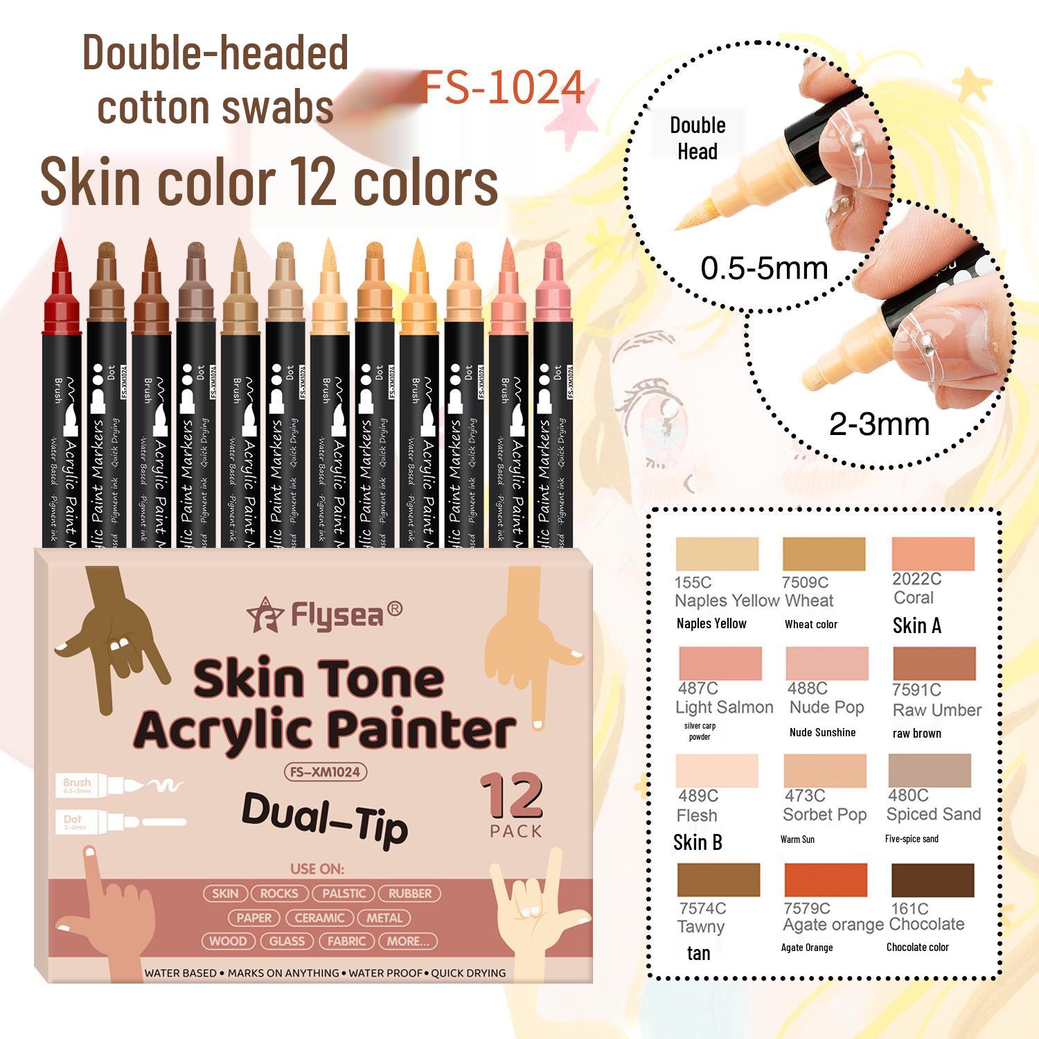 Акриловый маркер с двойным наконечником: Непрозрачный Граффити-Маркер для Слоев с Мягким и Жестким Наконечниками.