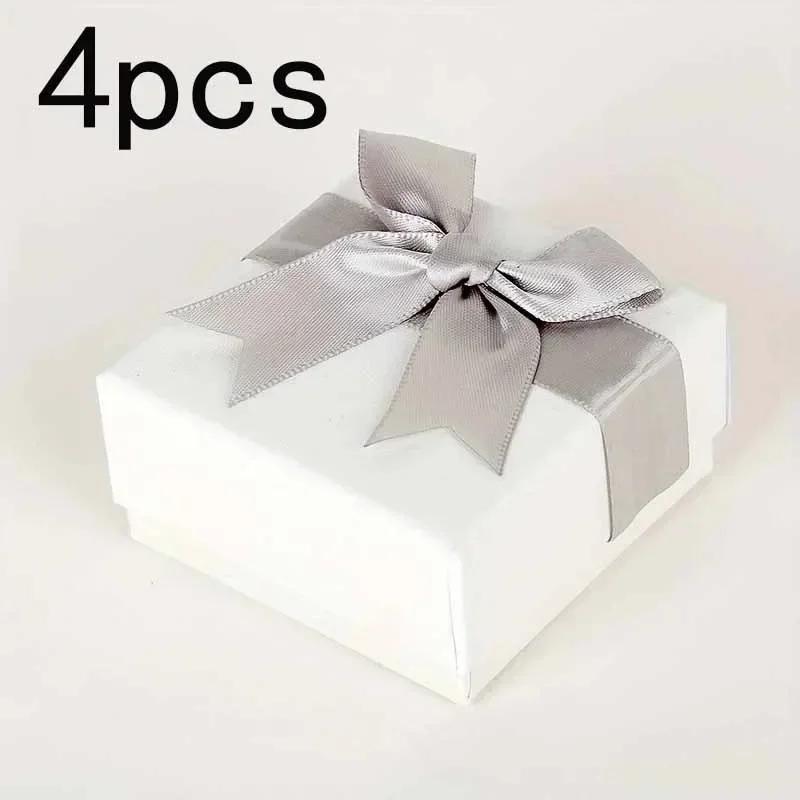 

4pcs-Fashion Jewelry Packaging Box White Earrings Ring Box Jewelry Gift Holder 7.5x7.5x3.5cm світло-сірого кольору