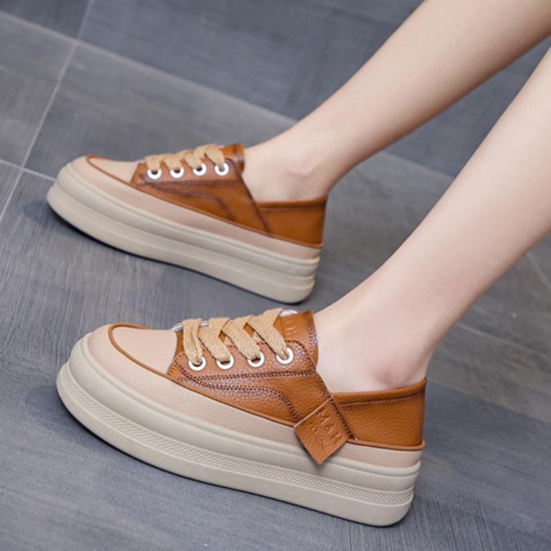 Fashion New Women's Outdoor Sports Shoes Thick Soled Casual Fashion Lace Up Running Shoes Comfortable Solid Color Vulcanized Shoes