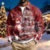 Men's Casual Christmas Print Quarter-Zip Sweatshirt with Collar