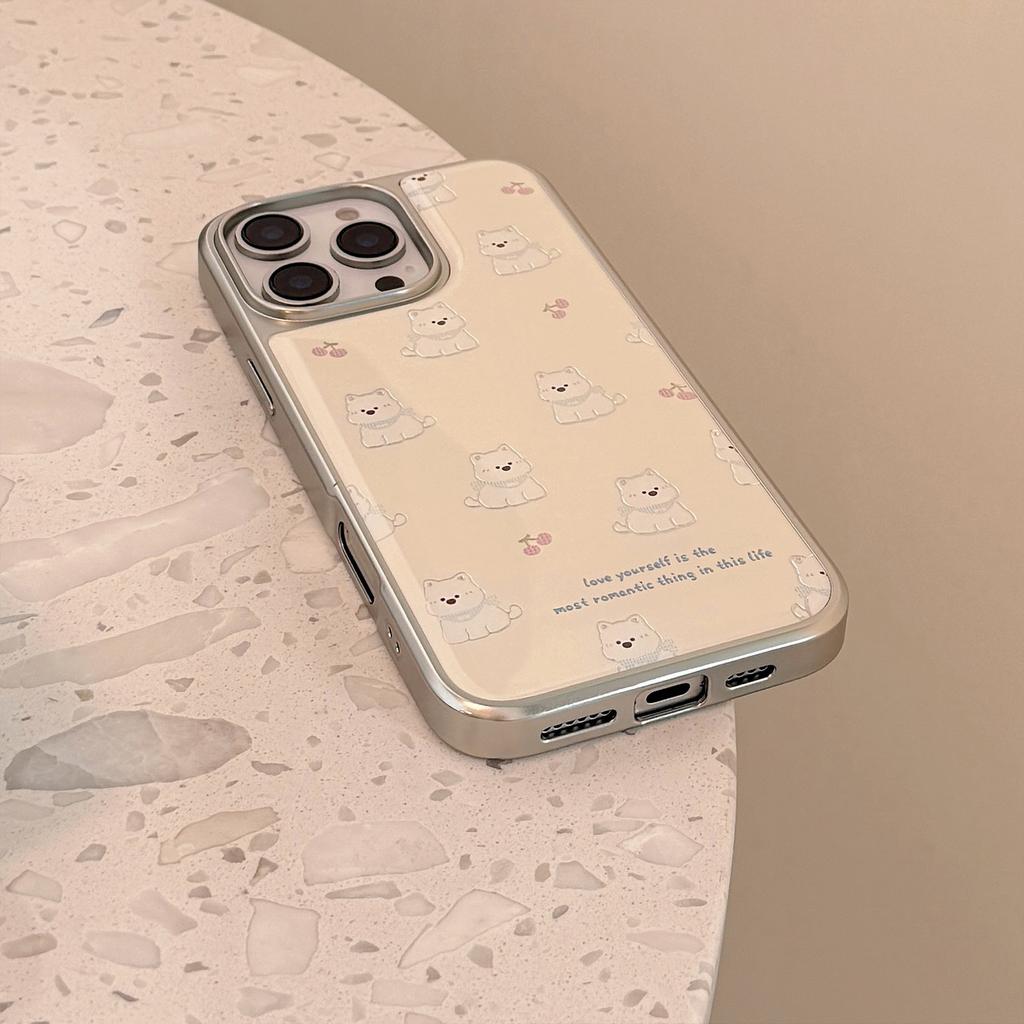 Gilded Ins West Highlands Suitable for Apple 15pro Max Mobile Phone Case Iphone 16 Drop Glue 13 Electroplating 14 Huawei