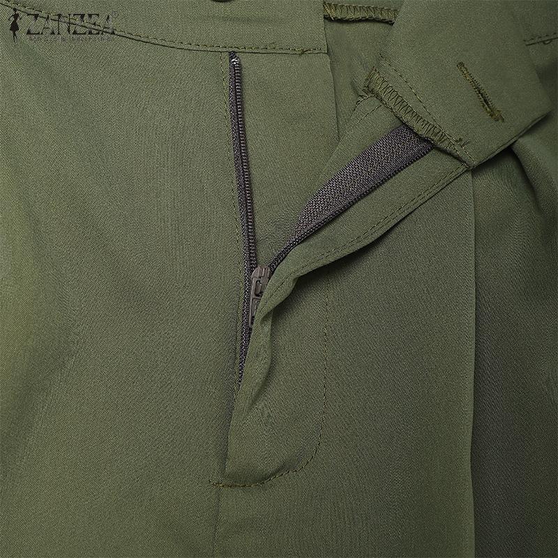 ZANZEA Women Casual High Waist Loose Patchwork Wide Leg Cropped Pants