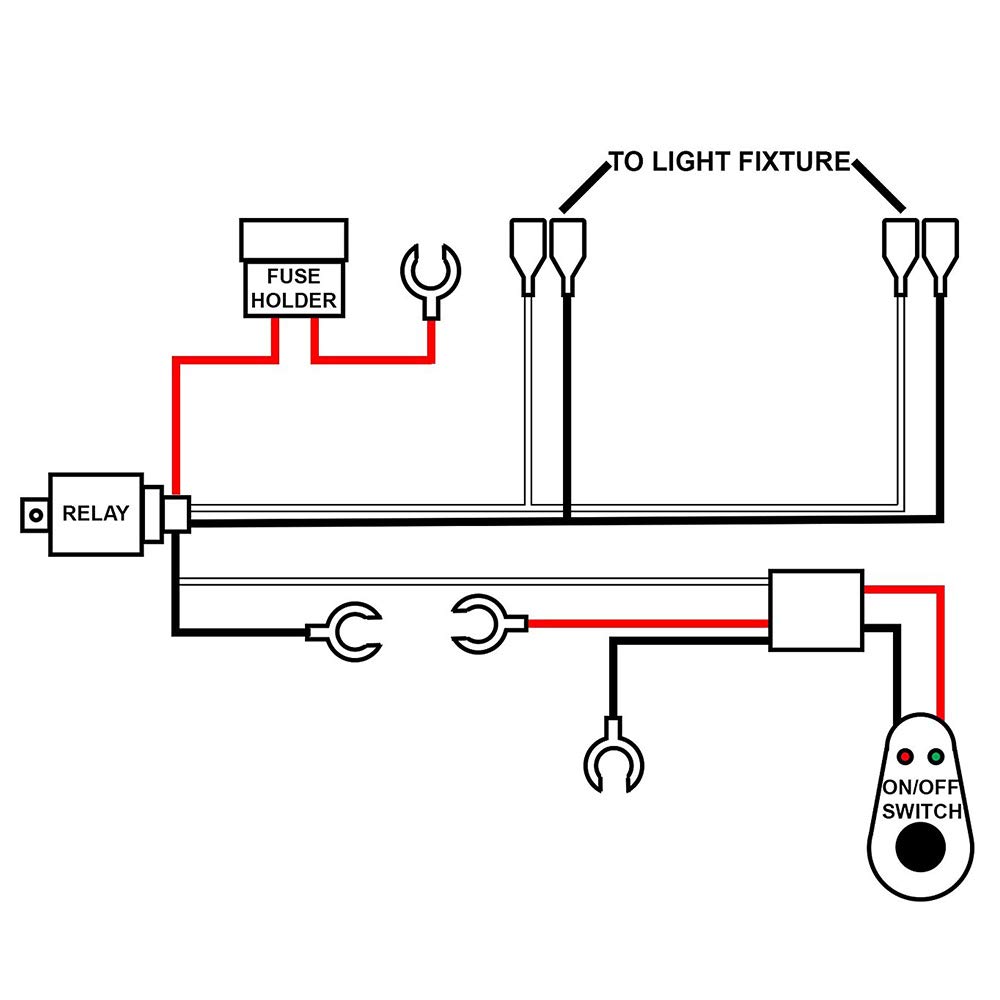 YUNPICAR Universal Fog Lamp Wiring Relay Harness Rocker Switch /40A Power Relay Fuse [For 2 Lights] (Relay Harness)