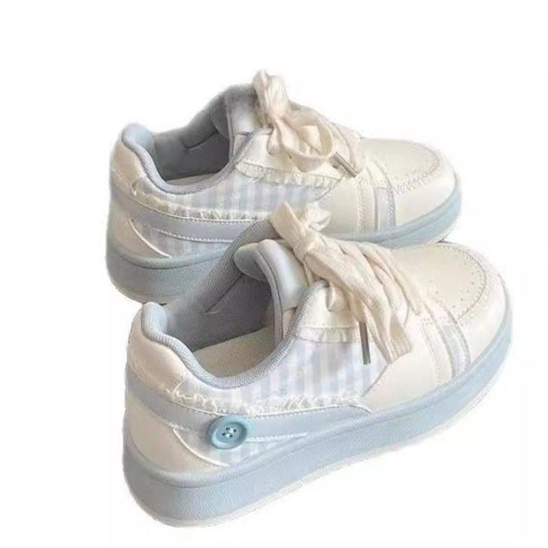 Spring and summer lace thick-soled little white shoes women's cherry blossom powder board shoes versatile niche bread shoes