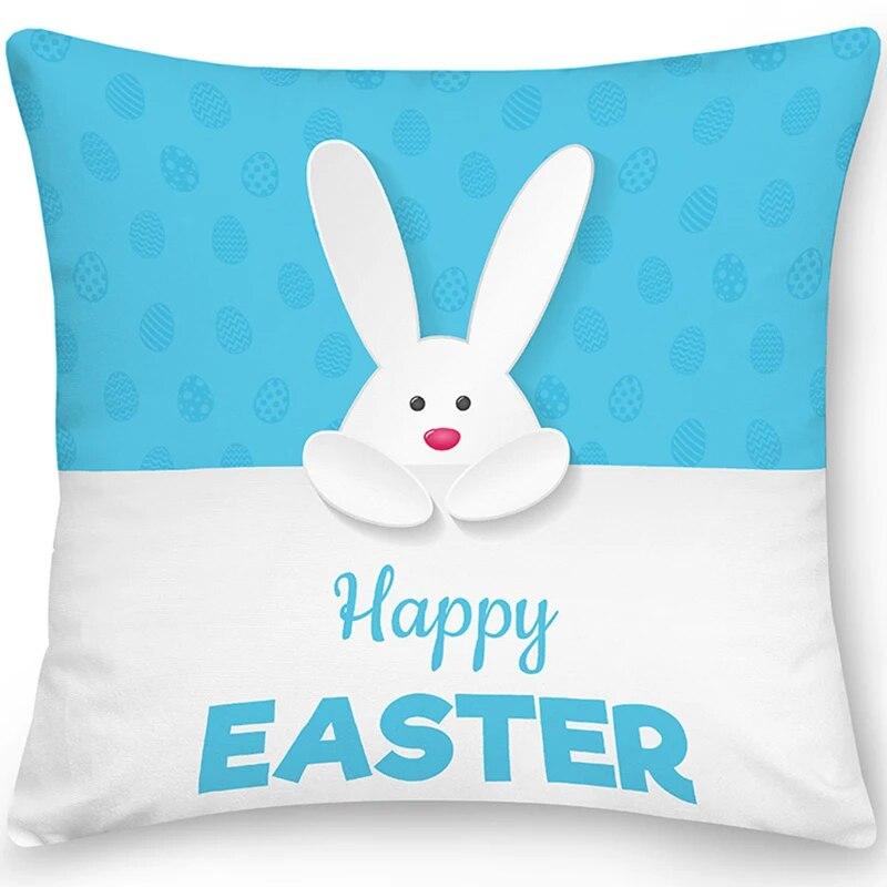 Home Decor Easter Pillowcase Sofa Cushion Cover Bedroom Room Decor Easter Bunny Egg Print Throw Pillow Case
