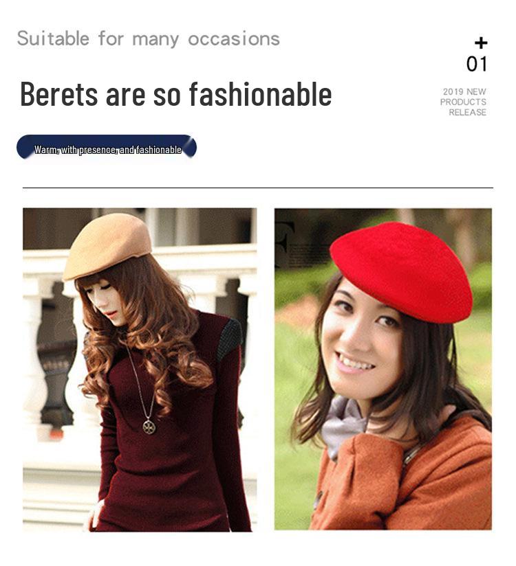 Шерстяной берет унисекс: Теплая осенне-зимняя ретро кепка художника