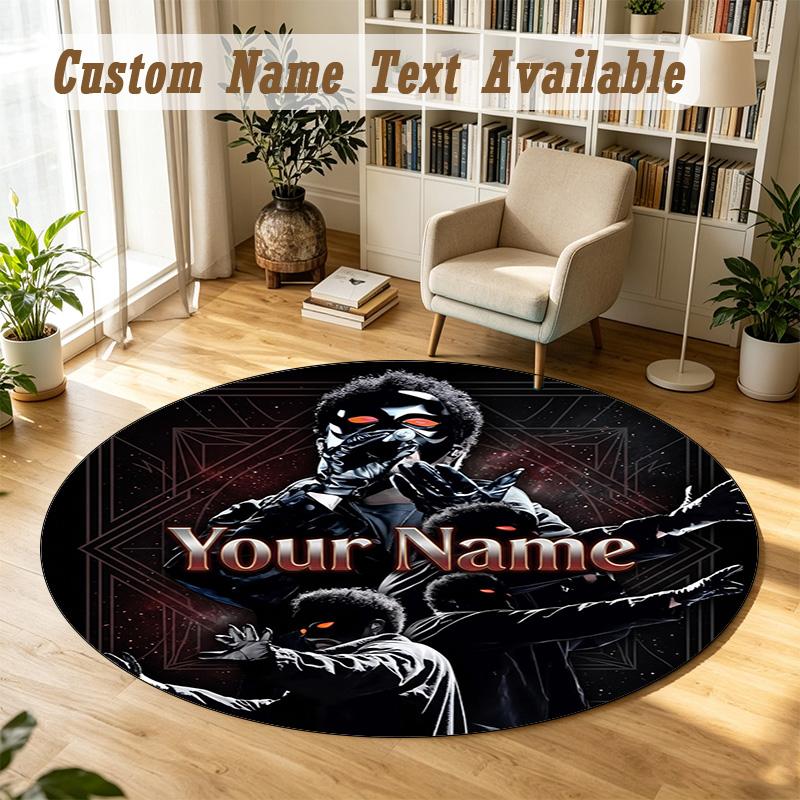 Round Rug Custom NameThe Weeknd Pattern Non Slip Carpet Home Floor Decor
