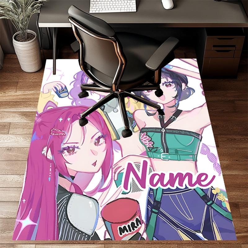 Benutzerdefinierte KPop Dämonenjäger Matte Personalisierter Name, Waschbarer Polyester-Eingangsteppich für den Innenbereich, Geschenk für Weihnachten, Ostern, Thanksgiving Day