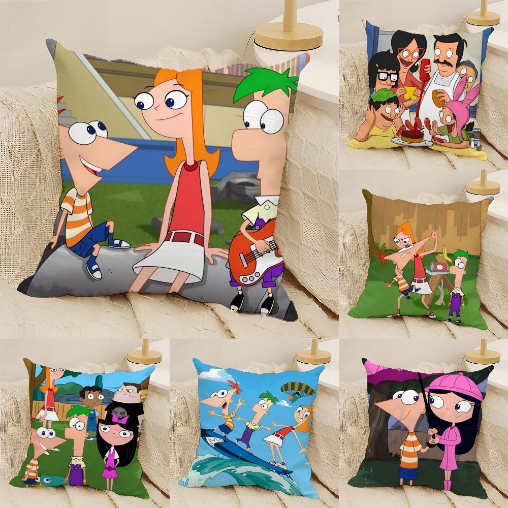 Phineas And Ferb Pillow Case Linen Cushion Covers For Decorative Sofa Home Pillows Case Car Chair Pillows Cases