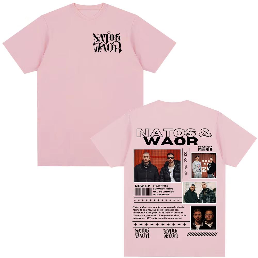 Natos Waor Baumwoll-Herrenhemd Sommer Oversized Albumgrafiken Hemden Damen Kurzarm Streetwear T-Shirt