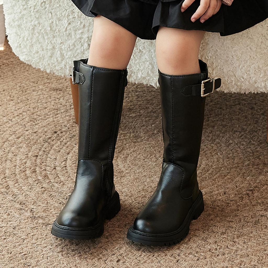 Botas de Niña, Botas Individuales, Correas de Cintura Alta, Botas con Cremalleras Laterales