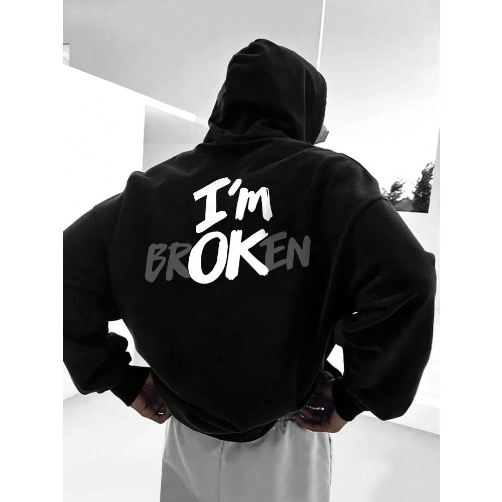 IM OK - Men's hooded sweatshirt oversized men's sportswear with graphic prints of Deadpool Hip Hop Y2K new collection for 2024