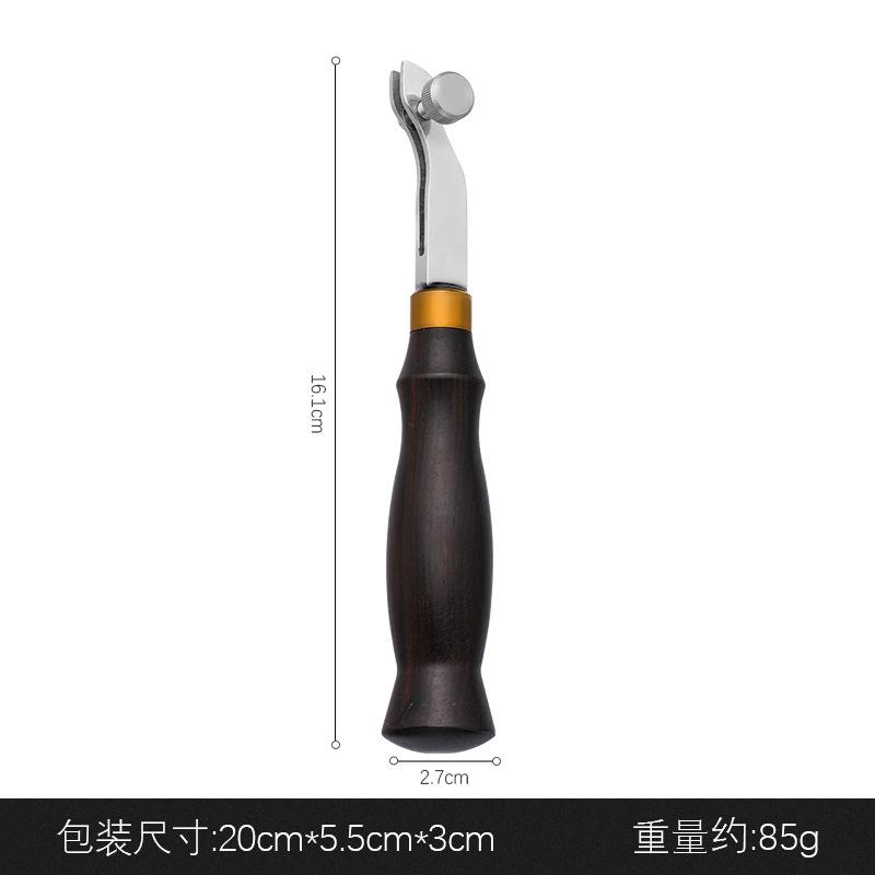 Adjustable Leather Edger Creaser Wooden Handle Stainless Steel Professional Press Skiving Tool for DIY Leather Craft