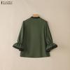 ZANZEA Damen Rundhals 3/4-Ärmel Elegante Lässige Bluse