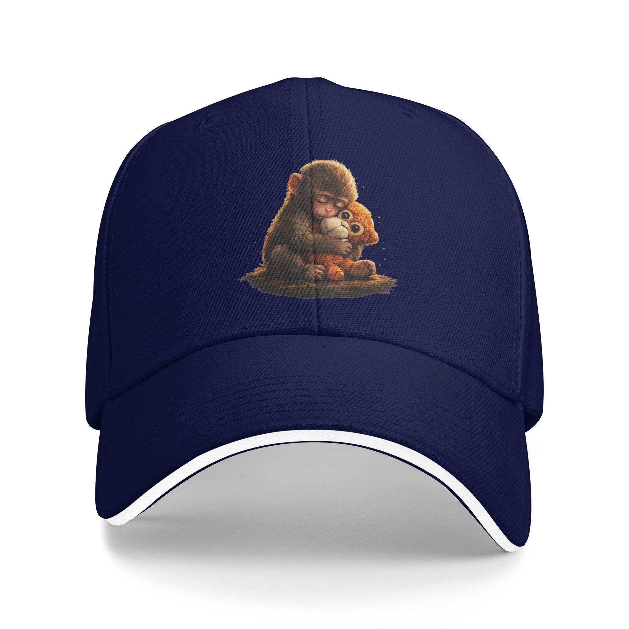 Cute Baby Monkey Punch Viral Zoo Japan Design Sun Baseball Cap  Summer y2k Hip Hop Hats For Men Hunting Camping Baseball Caps One Size темно-синий