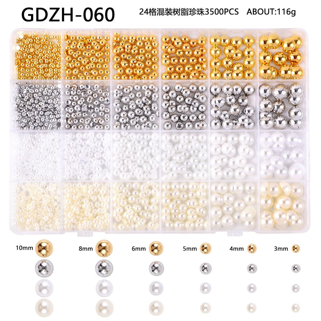 24 Grid Nail Art Acrylic Flat Bottom Resin Nail Art Drill Fluorescent Ab Resin Drill Diy Jewelry Accessories