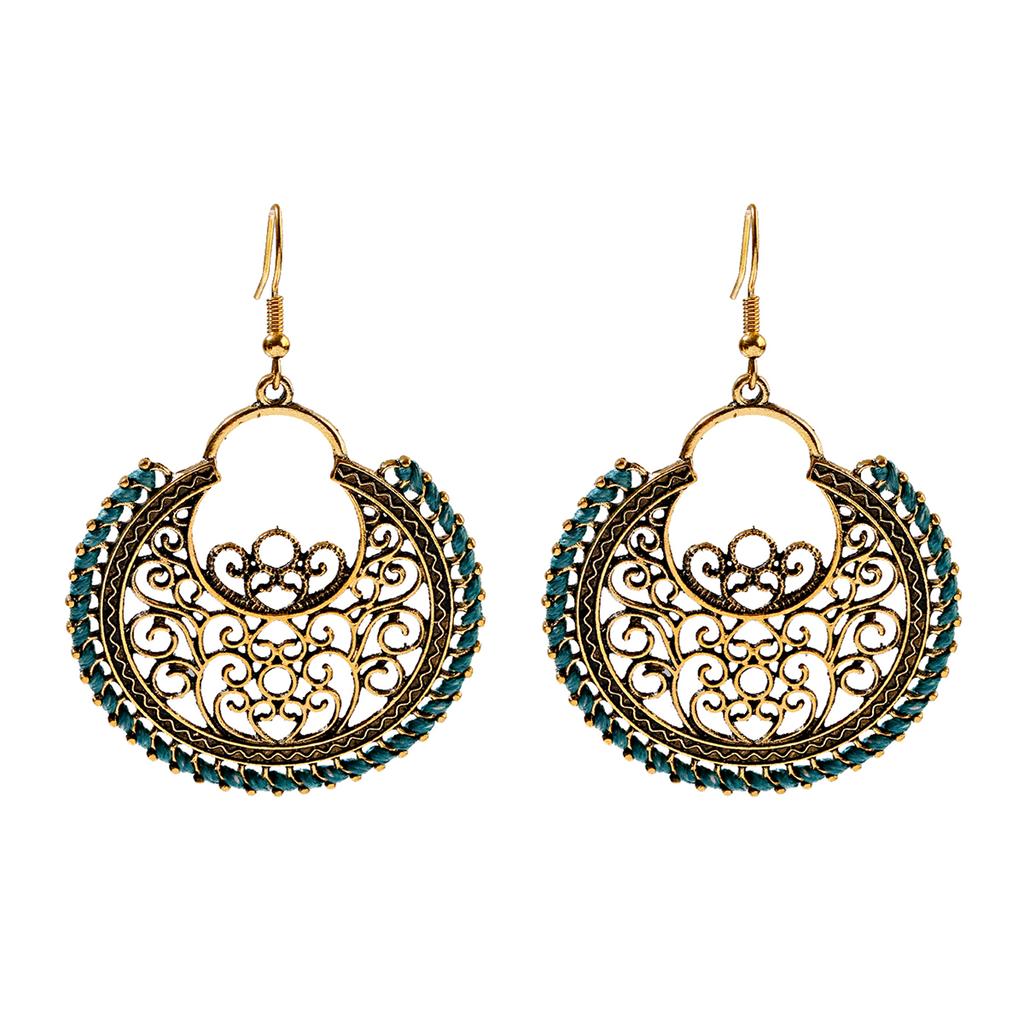 Indian Jhumka Zircon Vintage Bell Tassel Earring Boho Antique Ethnic copper Plated Drop Hanging Earrings For Women Pendientes