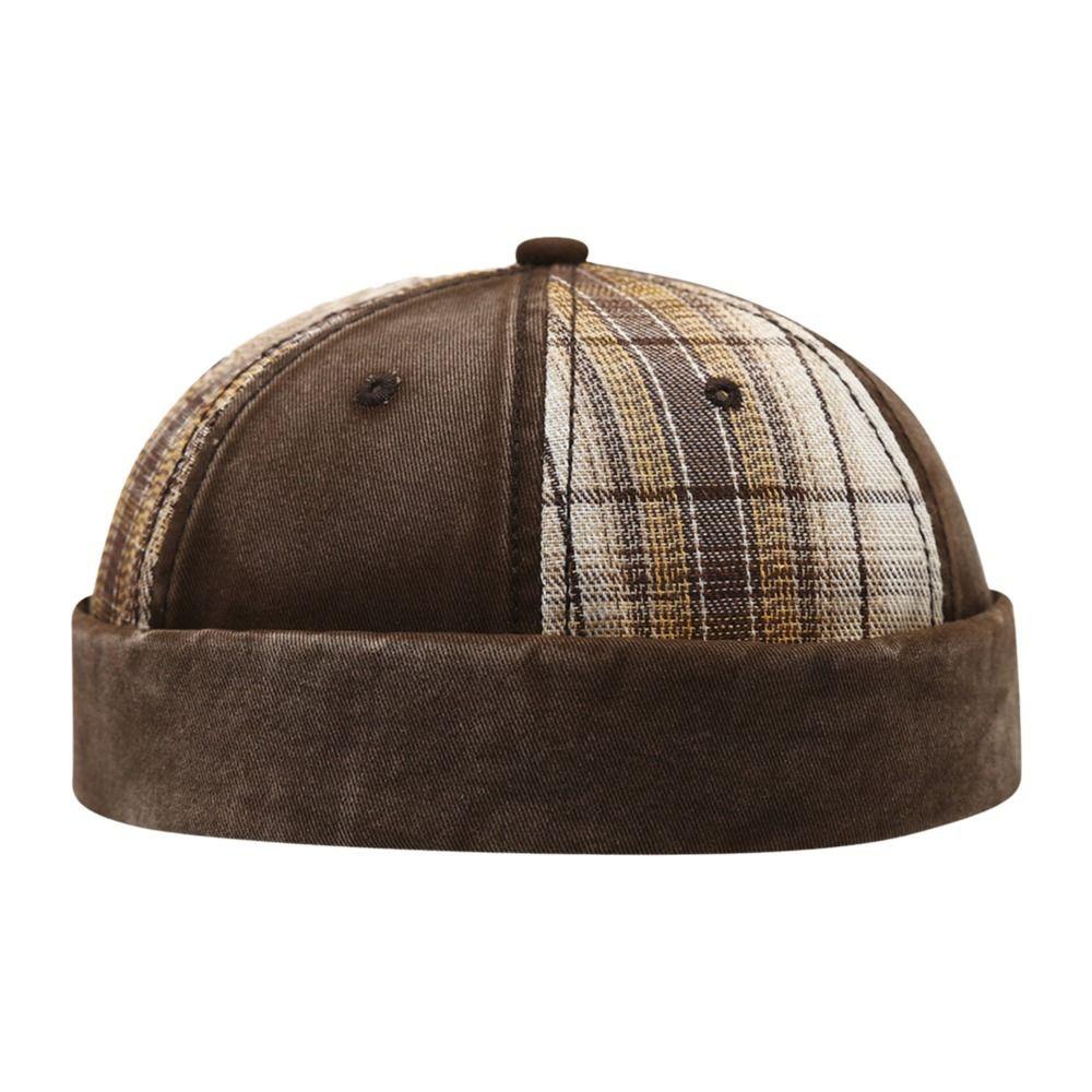 Modische Vintage Schirmlose Docker-Kappe Gewaschen Aufgeschlagene Kuppelhut Verstellbare Baumwolle Melonen-Beanie-Mütze Streetwear