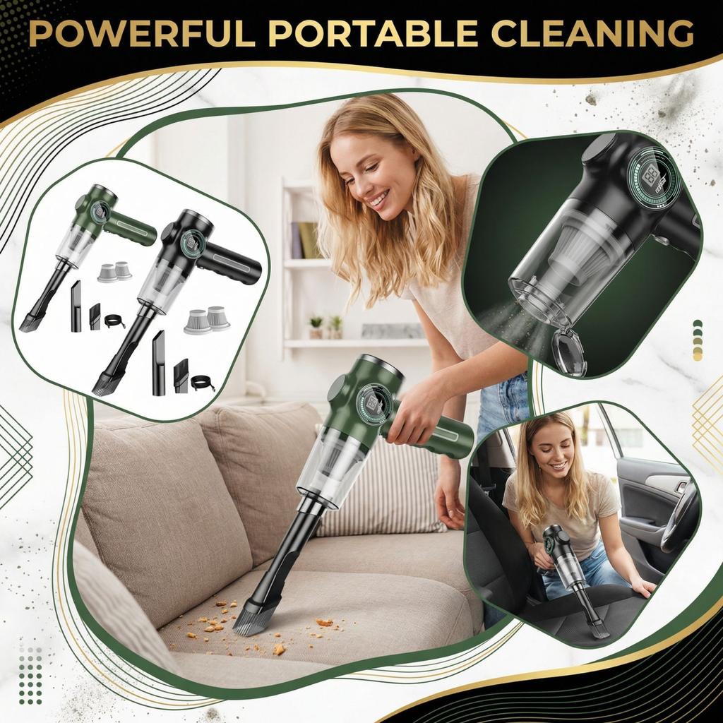 Tragbarer Handstaubsauger - Kabellos für Auto & Zuhause Mit Super-Saugkraft, Kompakter Bläser/Staubwischer Für Auto-Innenraum, Tierhaare