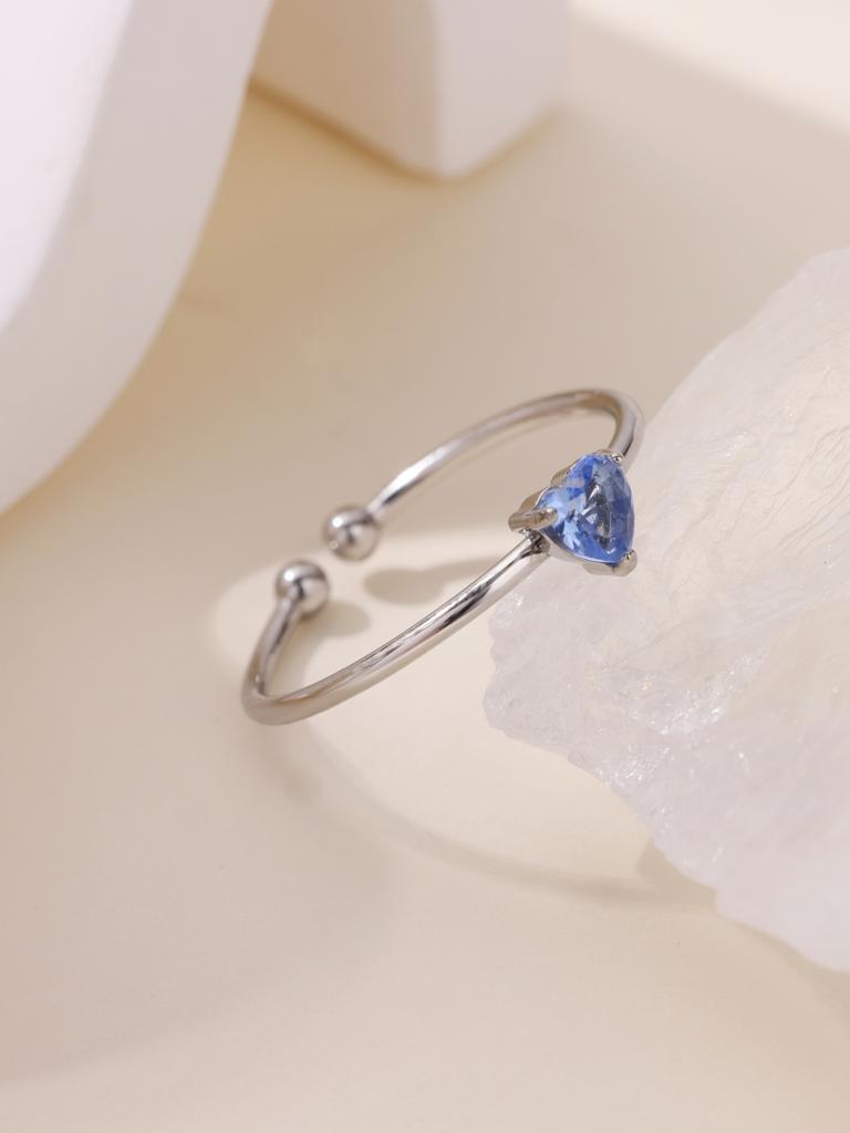 Fashion Zircon Heart Birthstone Rings For Women Stainless Steel Color Birthstone Ring Aesthetic Wedding Jewelry Gift