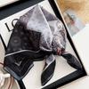 Cotton and linen geometric polka dots retro printed silk scarf women's square scarf high-end shawl sunscreen neck scarf headscarf scarf