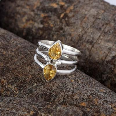 Citrine Ring, 925 Sterling Silver, Handmade Jewelry, Birthstone Ring, Bohemian Ring, Silver Charm Jewelry