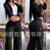 New European and American Women's Clothing Fashion Explosion Long-sleeved Cardigan Top Pants Wide-leg Pants Suit Women