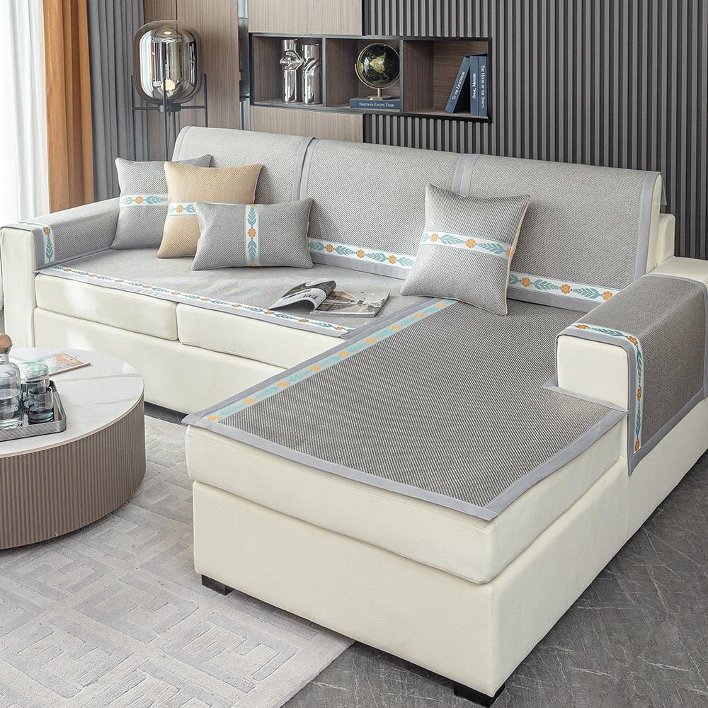 Ice Silk Living Room Sofa Cushion Summer Rattan Cover Towel Modern Washable Non-slip Mat