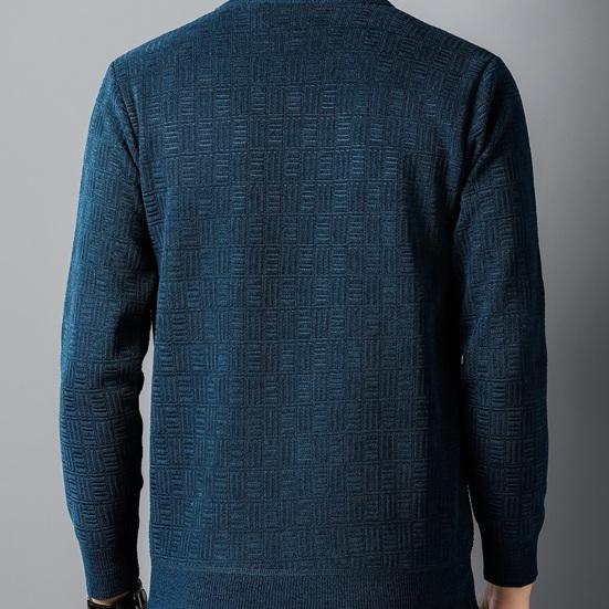 Pánský podzim Zimní svetr Pletený Tlustý kulatý výstřih Dlouhý rukáv Teplá Elastická Nášivka Slim Fit Měkká Velká velikost Ležérní Střední délka Pánský svetr