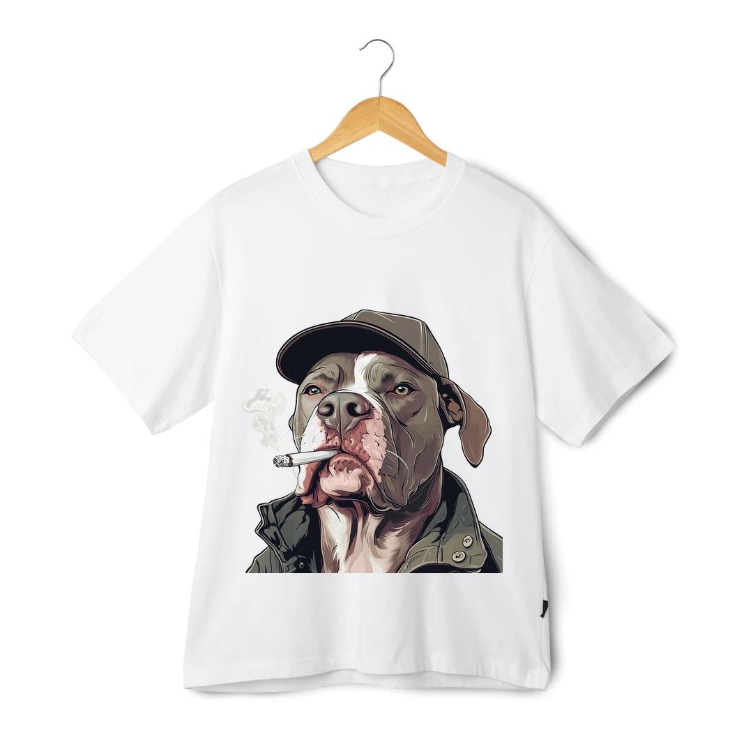 Smoking Dog T-Shirt - Unisex Funny Boxer Cartoon Street Style Graphic Tee S