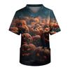 Men's Short Sleeve V-Neck Halloween Print Chest Pocket Care Top
