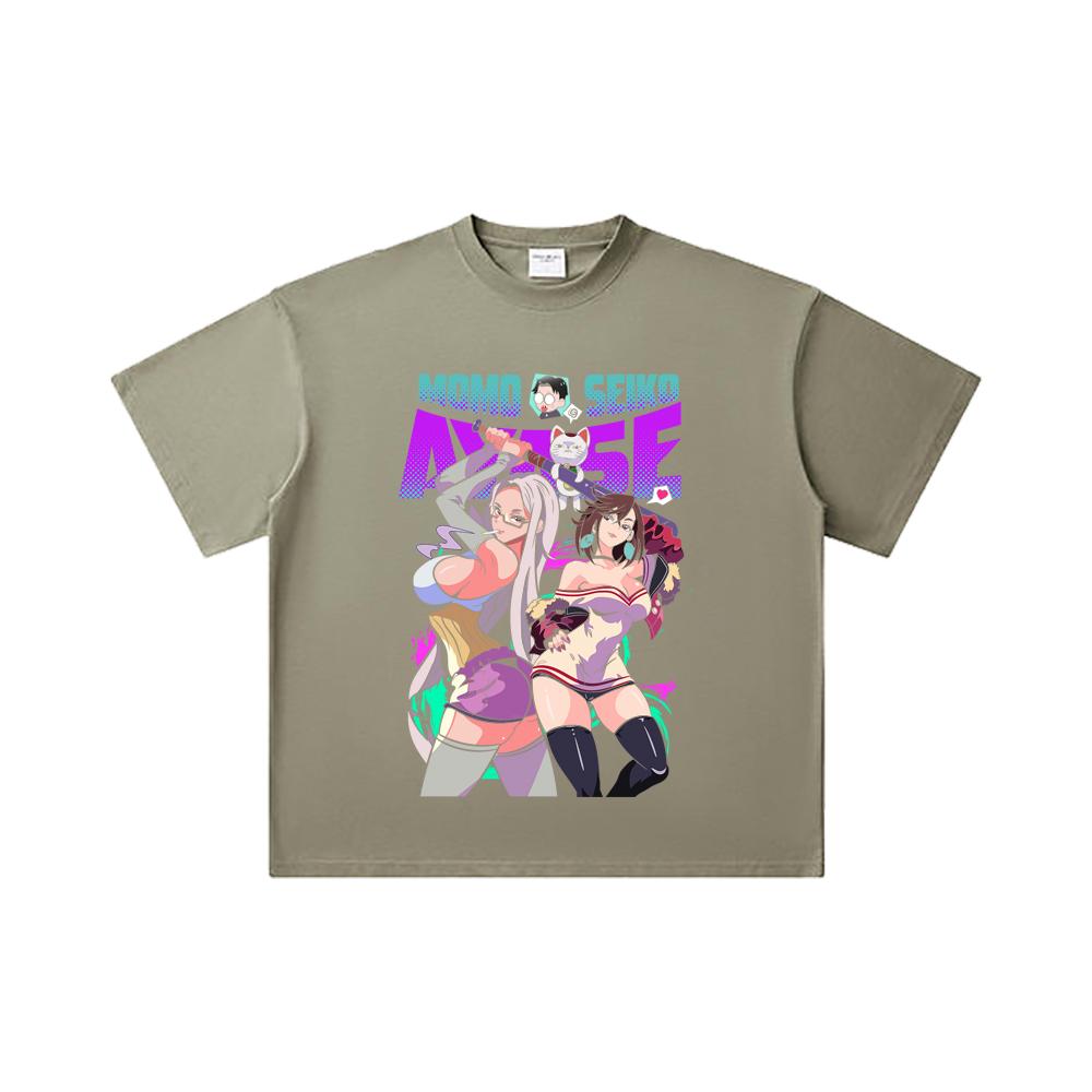 260 GSM Double Yarn 32 Count 100% Cotton Dandadan V22 Momo Seiko Print Unisex Heavy Cotton T Shirt