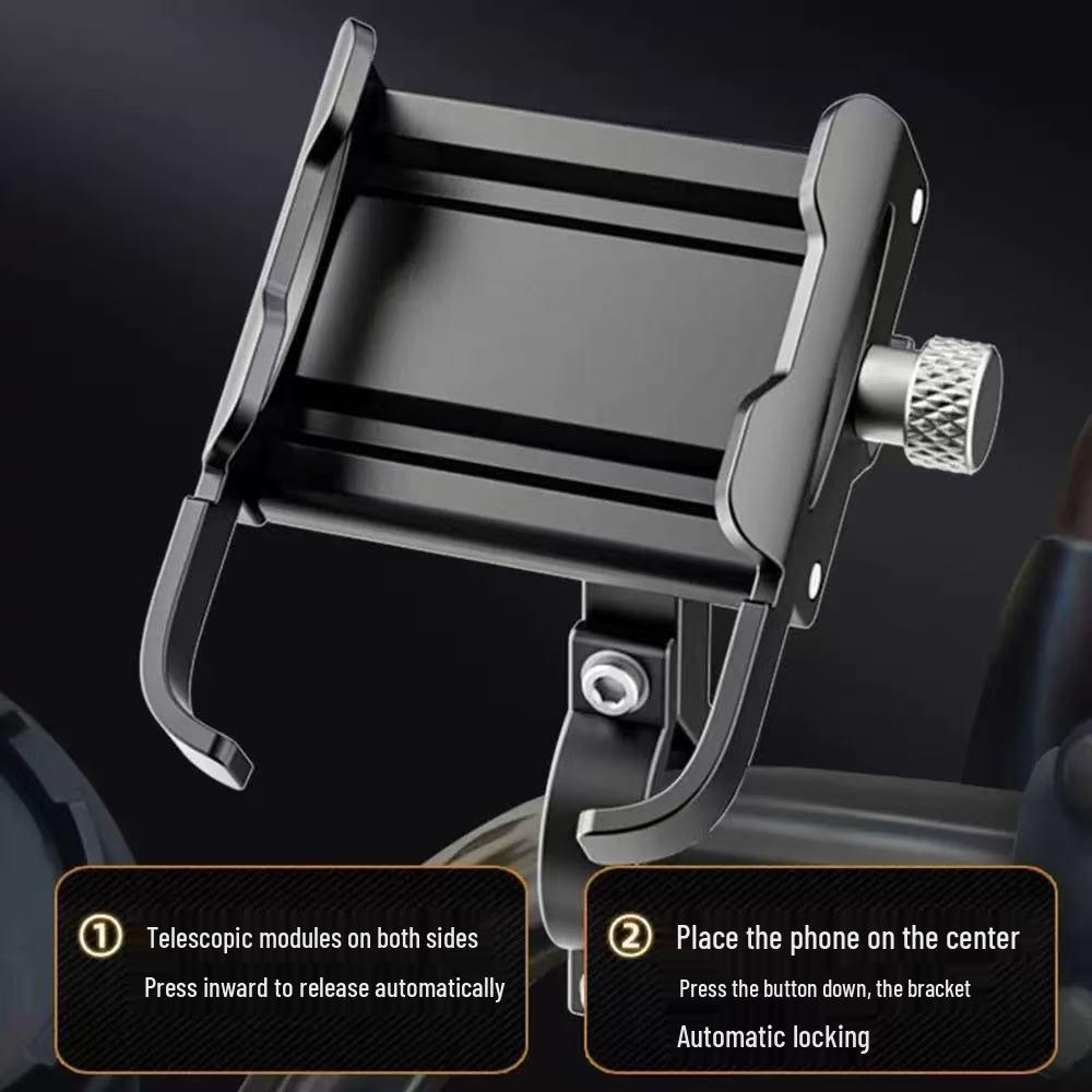 Aluminum Alloy Phone Holder for Bikes and Motorcycles - Shockproof, Anti-vibration, Ideal for Food Delivery Riders.
