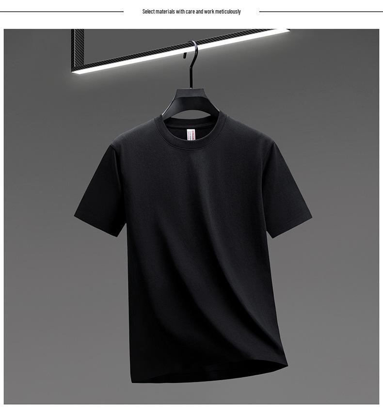Camiseta de Manga Corta con Cuello Redondo Antibacteriana de Algodón Lyocell Sin Costuras para Hombre - Color Sólido Casual de Verano Capa Base
