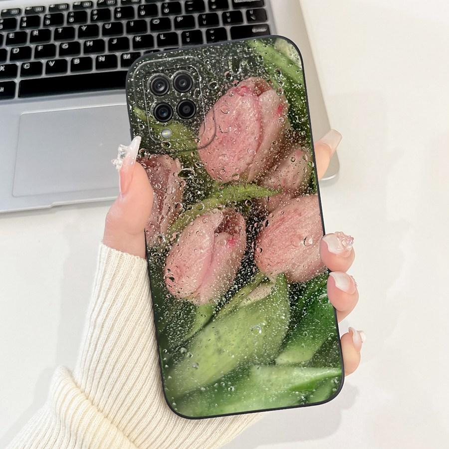 For Samsung A22 A225F 4G Phone Case Flower Painted  Proective Cover for SamsungA22 A22s a 22 S 5G Soft Silicone Funda Capa