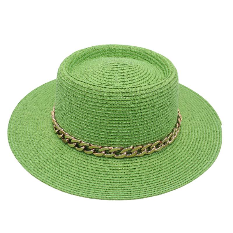 

Golden Acrylic French Dome Straw Hat Hepburn Style Color Sunscreen Sunshade Top Hat Spring And Summer New Foreign Trade Hat one size fits all зелений