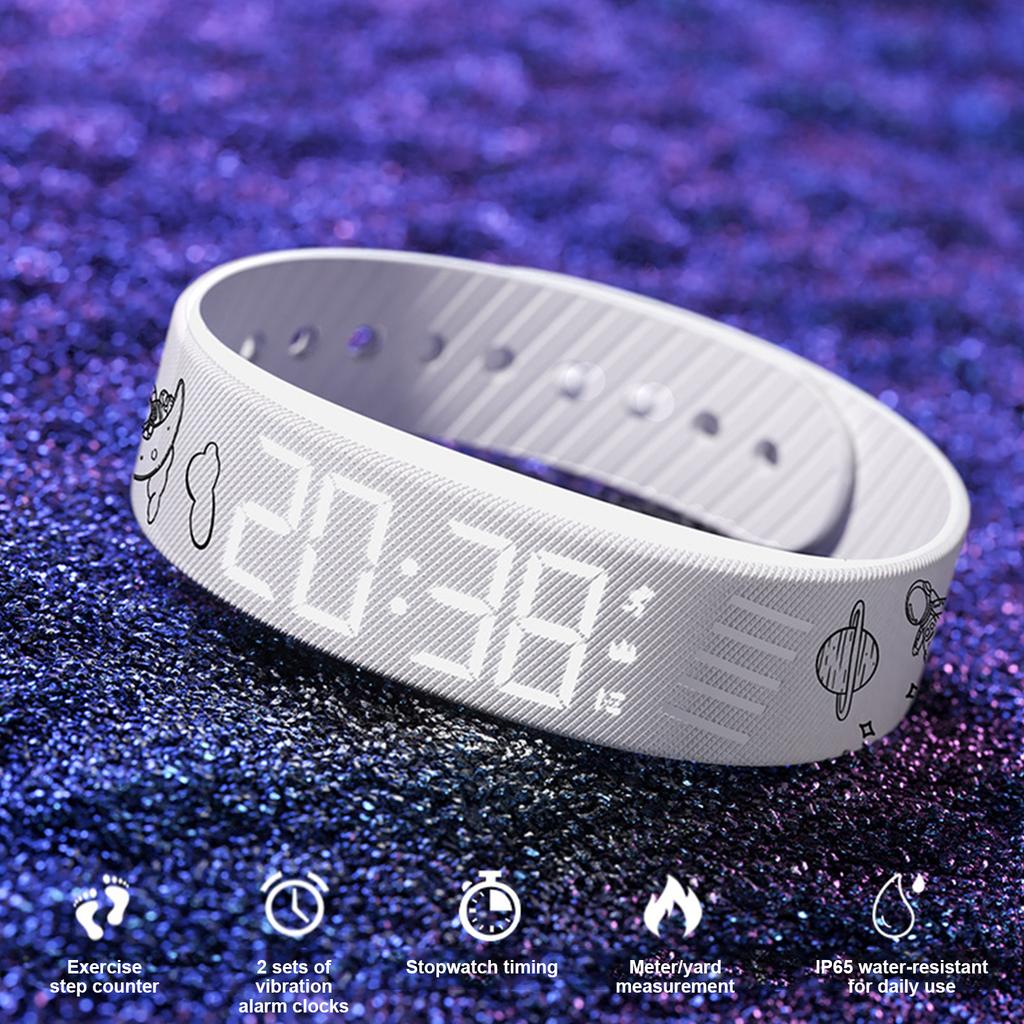 Alarm Clock Watches with Step Counter Pedometer Silent Vibration Alarm Watch Rechargeable for Heavy Sleepers Students