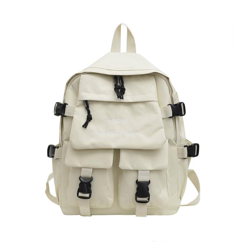 

Canvas Backpack for Men Women Casual Large Capacity Daily Travel School Shoulder Bag бежевий