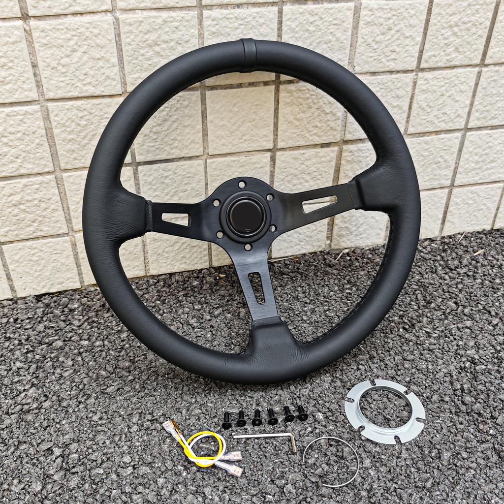 JDM BLACK EDITION Steering Wheel Universal Modified Car Deep Dish Race Sports Steering Wheel