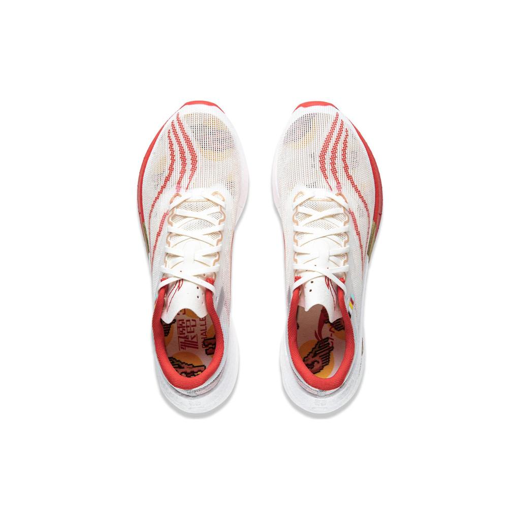 Li Ning Feidian 3 Challenger Fabric Cushioning Abrasion Resistant Breathable Low top Running Shoes Women's Red White ARMT038-25