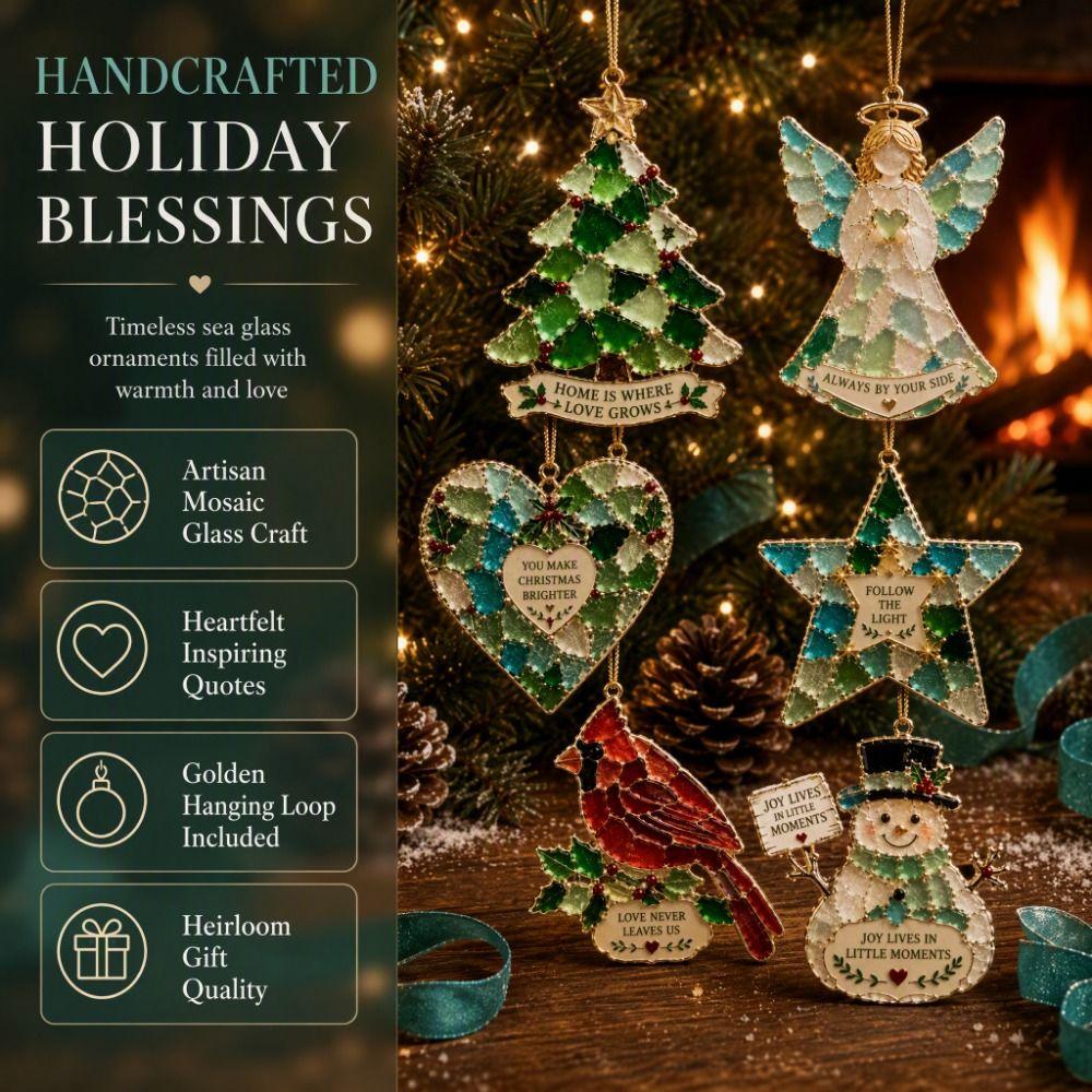 Snowflake Sea Glass Hanging Ornament Christmas Tree Christmas Xmas Decoration Xmas Party