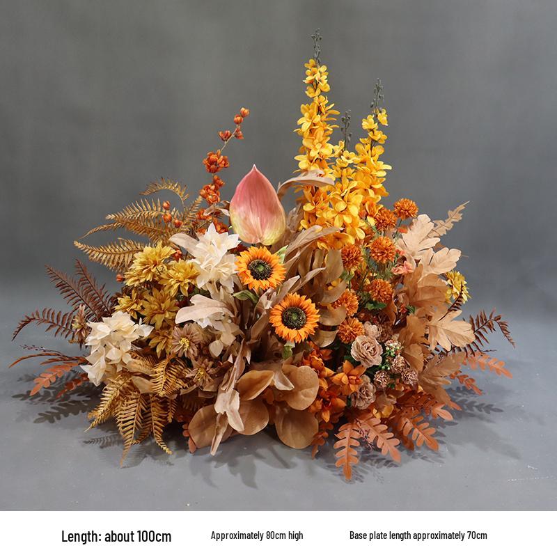 Autumn Floral Background Set: Caramel Silk Flowers for Wedding & Ceiling Decorations