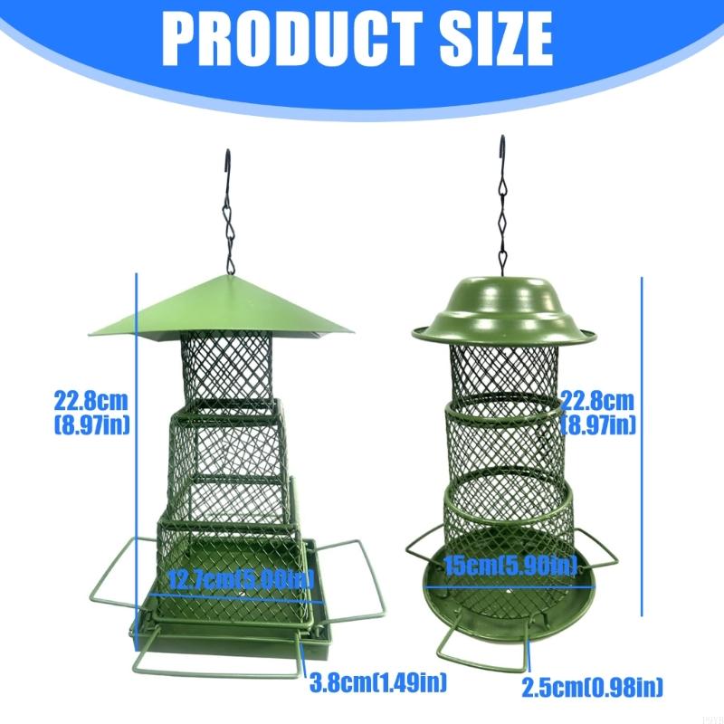 Heavy Duty Metal Hanging Wild Bird Feeder Squirrels Proof Large Roof Large Tray for Garden Outdoor Bird Feeder