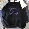 Genshin Impact Cartoon Cat Printed Hoodie Women Casual Autumn Winter Kawaii Harajuku Fleece Long Sleeve Sweatshirts
