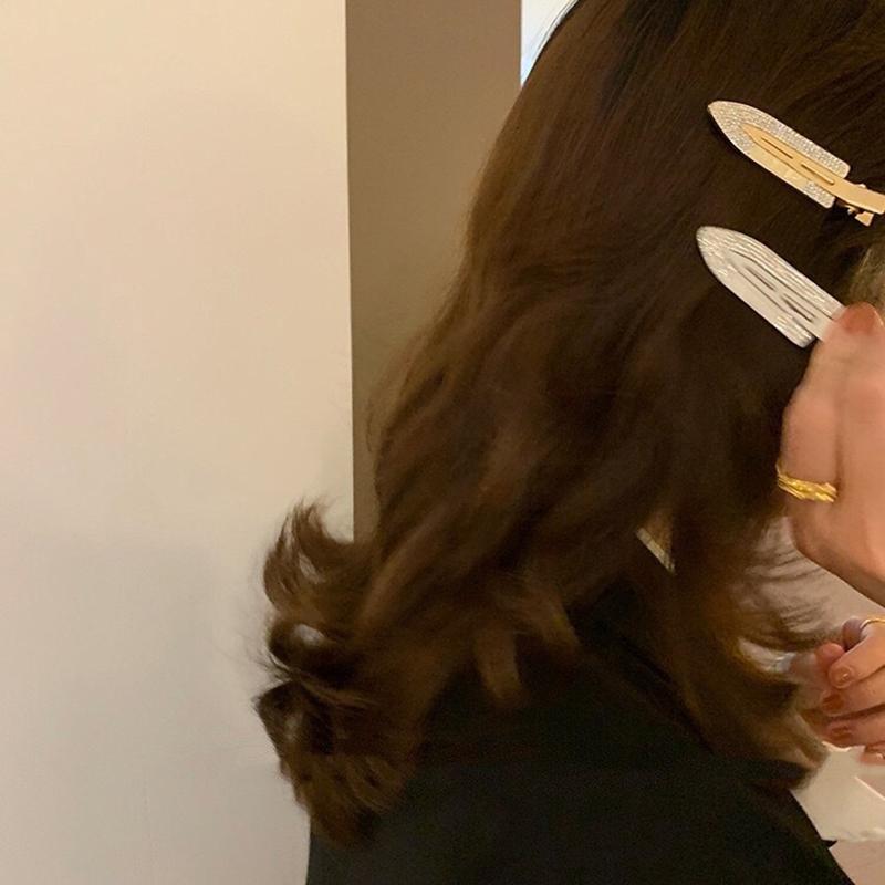 Alloy Diamond Seamless Hairpin Fashion Creative Shovel Shaped Duckbill Clip Rhinestone Bangs Clips For Girls Hair Accessories