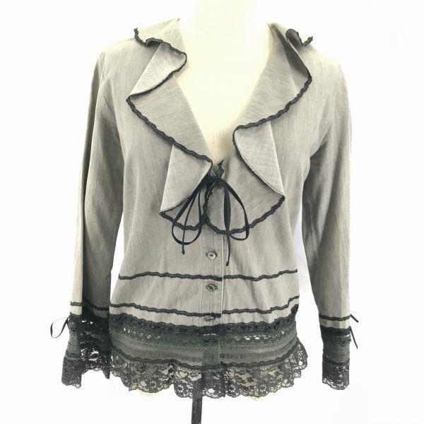 

USED/Japan Made Ingeborg Cotton Jacket S Gray Frill Lace Gothic Made in Japan