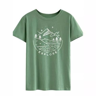 Sommer Herren Baumwolle Lockeres T-Shirt EXPLORE Englischer Buchstabenaufdruck Rundhals T-Shirts Herren
