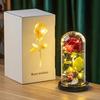 Artificial Rose Flowers Eternal Flower In Glass Cover Rose Light Wedding Birthday Gift Valentine'S Day Luminescence Ornaments