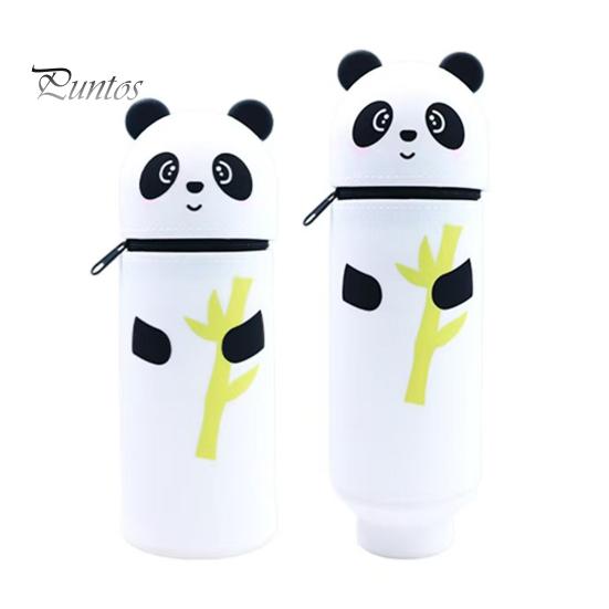 Pencil Case Desktop Stand Up Pen Holder Cartoon Animal Design Silicone Pencil Storage Bag for Home School Office Supplies