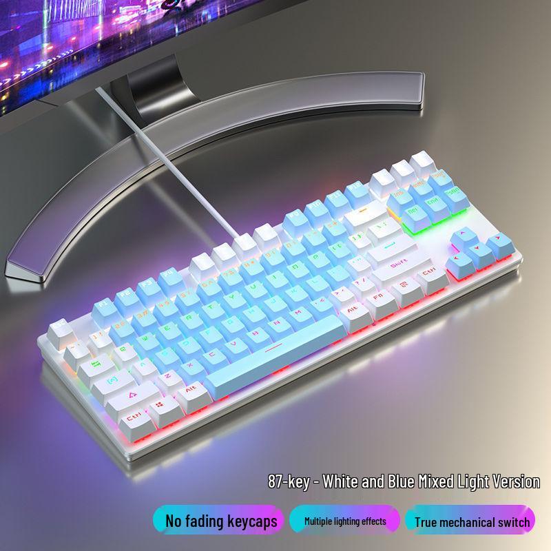 87-Key Mechanical Keyboard with Blue, Black, Red, Brown Switches - Wired for E-sports, Gaming, Typing, Desktop, Laptop, Universal Compatibility
